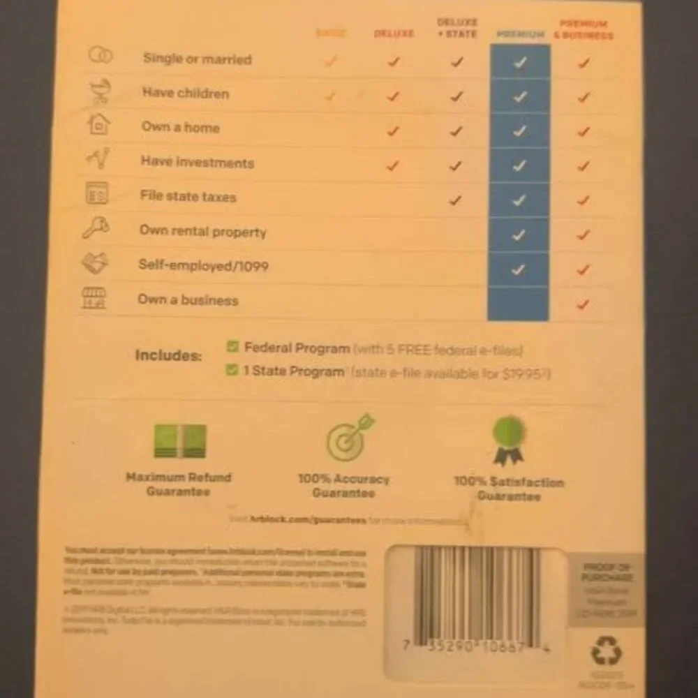 H&R Block Self-Employed/Rental Premium Tax Software